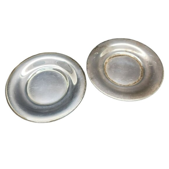 Italian Silver Trivets Vintage Set of 2 Round Serrated Edges CR8 - Picture 4 of 6